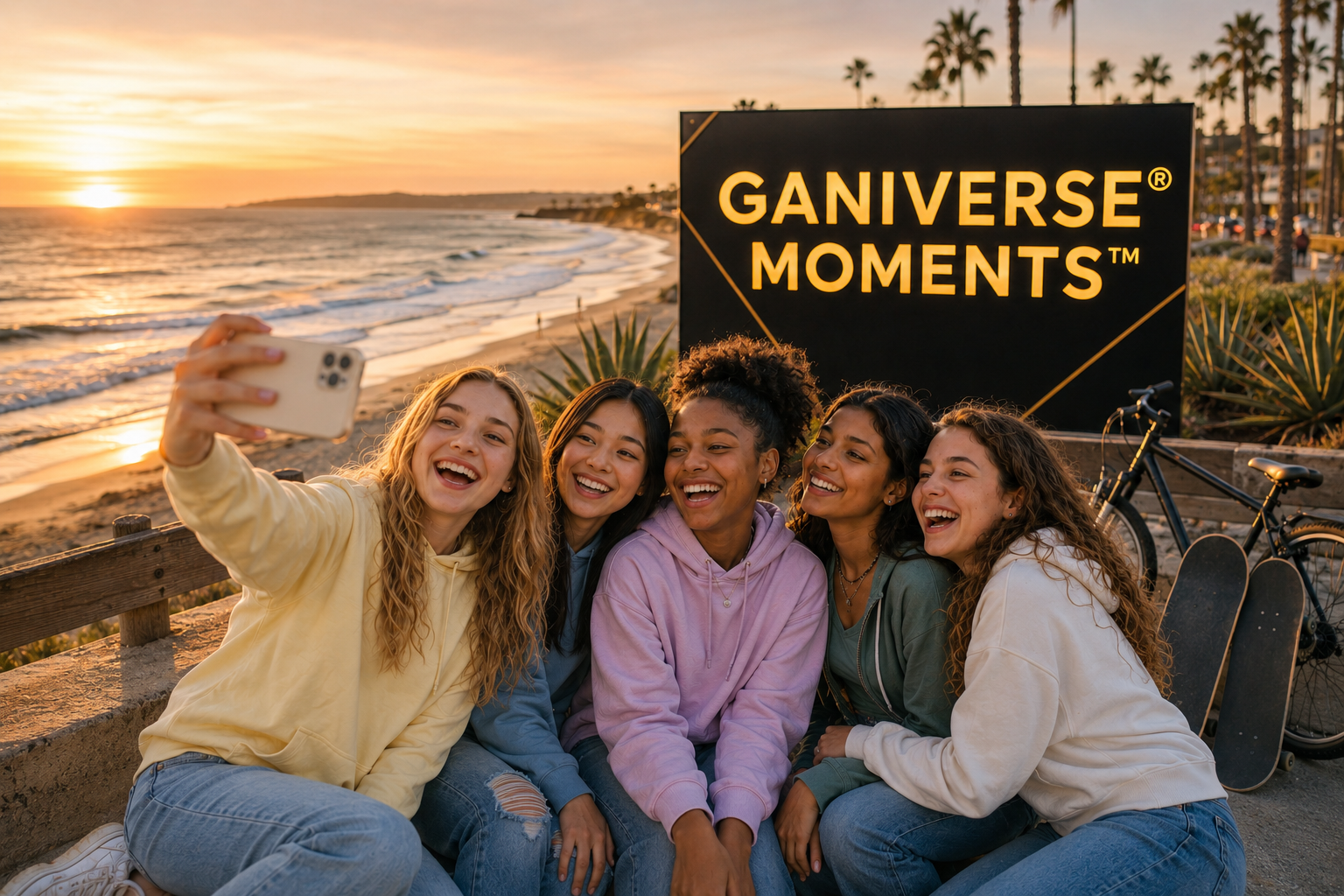 Teenage friends sharing a Ganiverse Moment