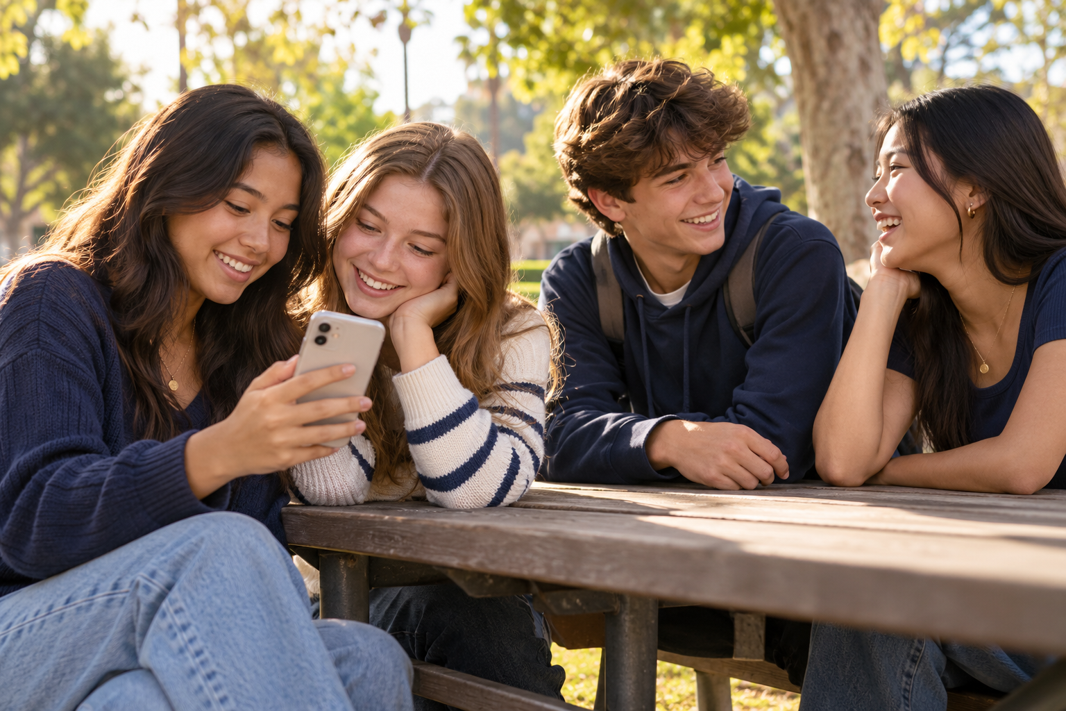 Teen friends spending time together outdoors