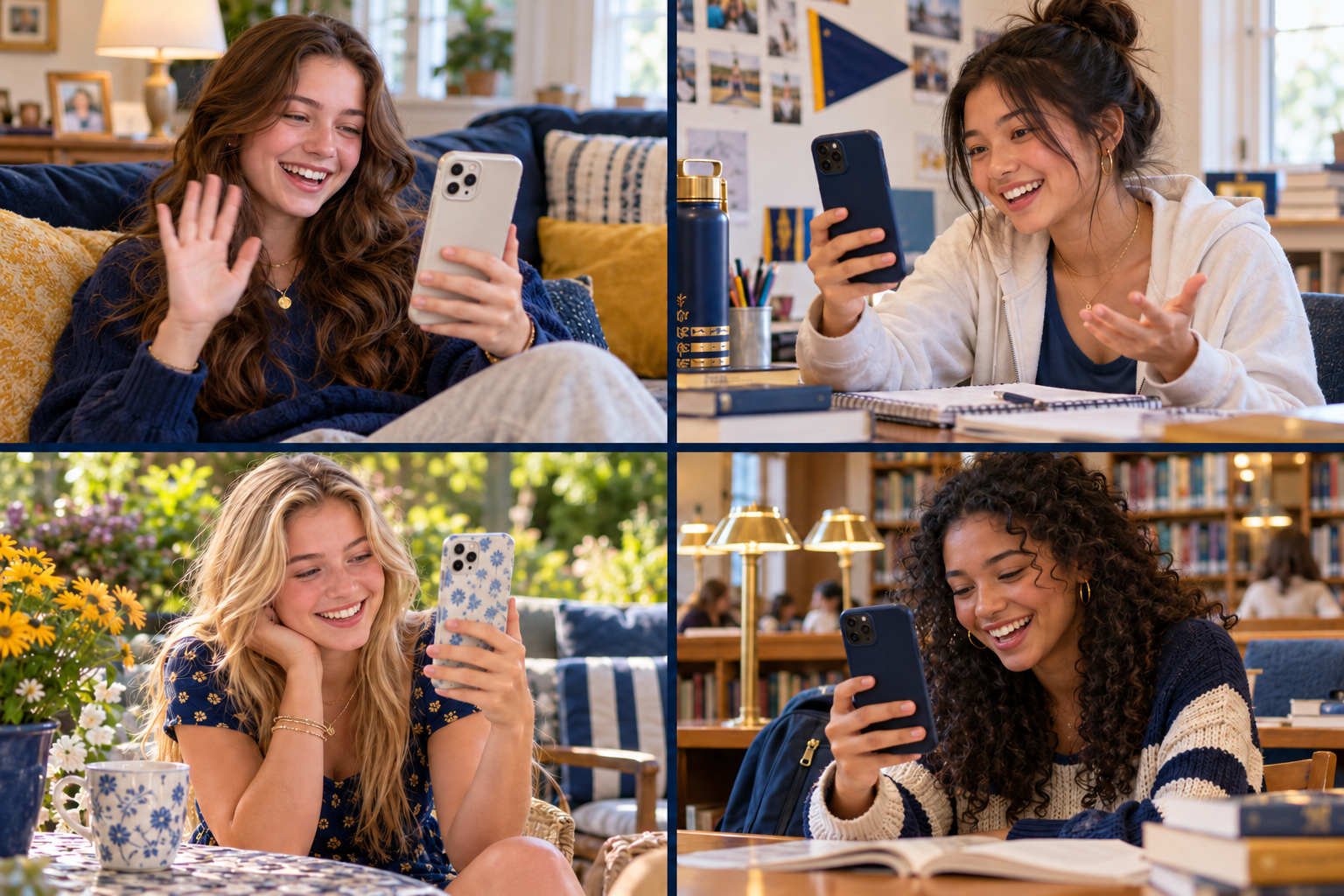 Illustration of friends connecting through video calls