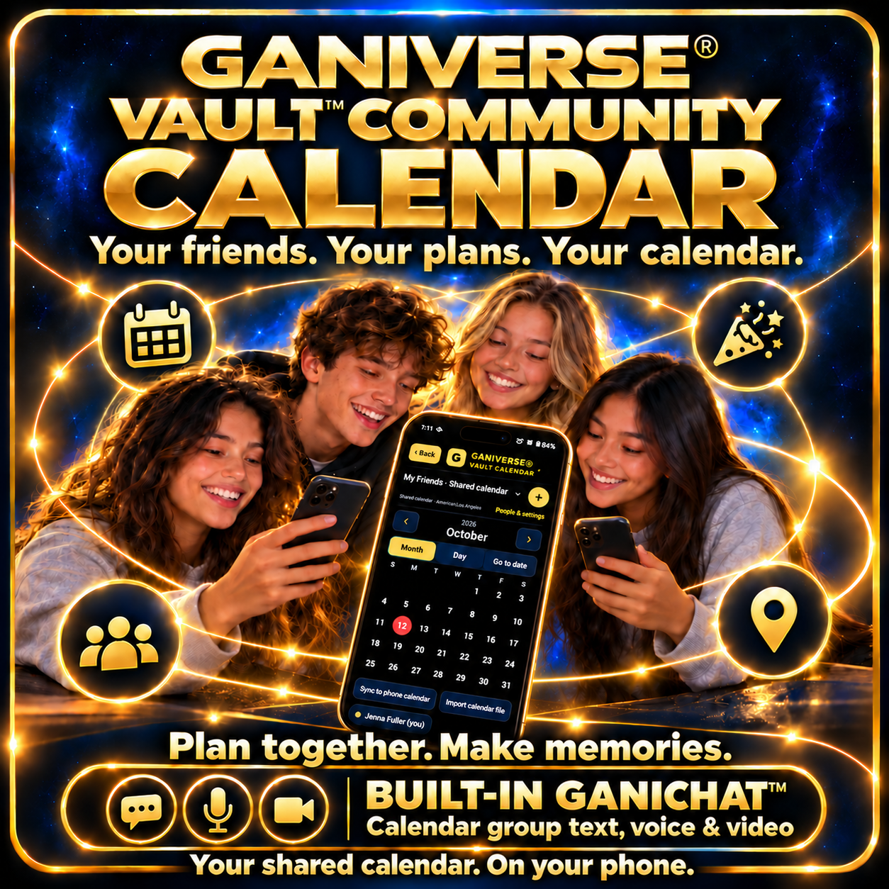 Ganiverse Vault Calendar with built-in GaniChat for teenagers