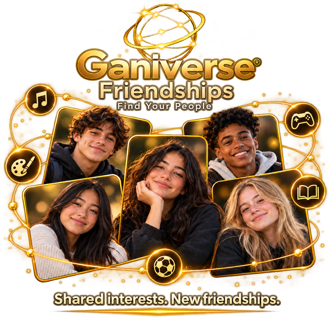 Ganiverse Friendships. Find Your People. Shared interests. New friendships.