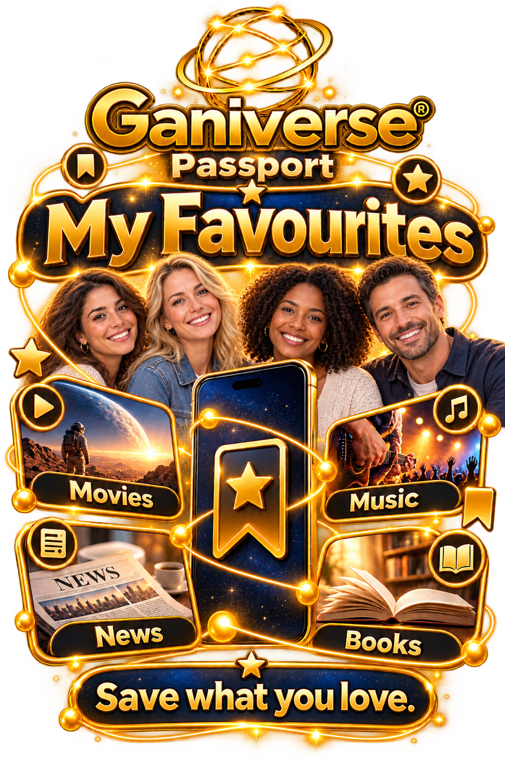 Ganiverse My Favourites for adult Passport members — four adults sharing their interests